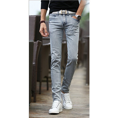 Men's Solid Casual JeansCotton Blue