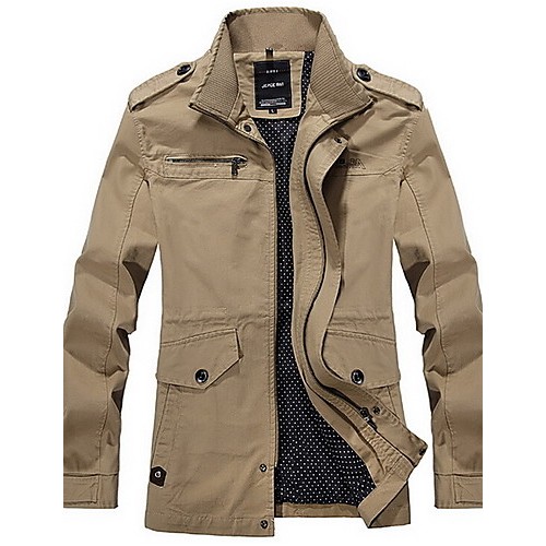 Men's Long Sleeve Regular Trench Coat , ...