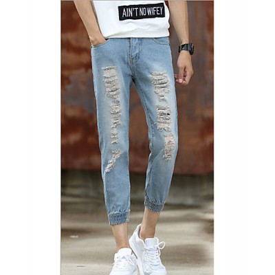 Men's Solid Casual JeansCotton Blue