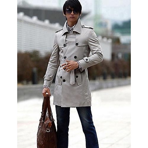 Men's Solid Casual Trench coat,Others Lo...