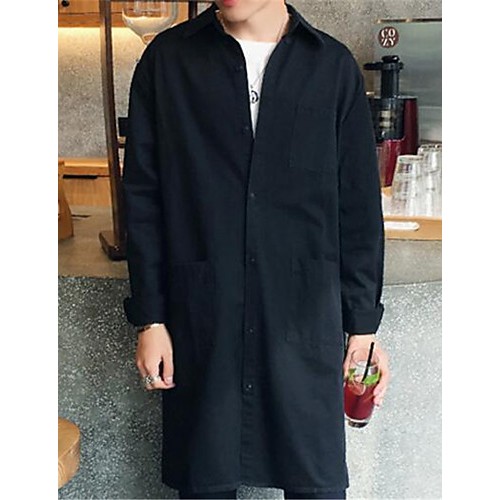 Men's Lapel Solid Casual Trench Coat(More Colors)