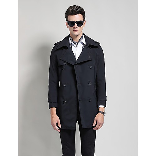 Men's Solid Casual / Work Trench coat,Co...