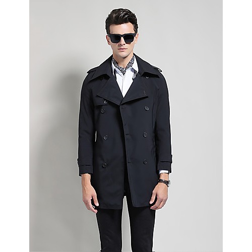 Men's Solid Casual / Work Trench coat,Po...