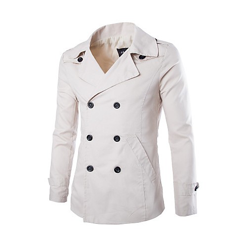 Men's Solid Casual Trench coat,Cotton Lo...