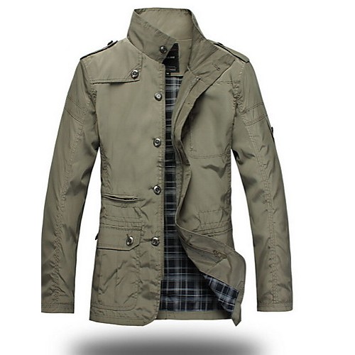 Men's Long Sleeve Regular Trench Coat , ...