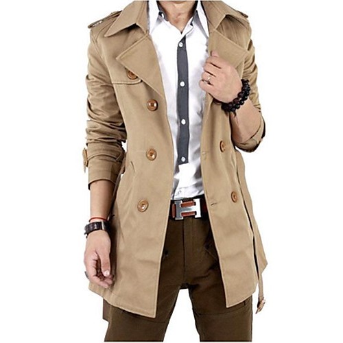 Men Autumn Trench Coat Men Double Breast...