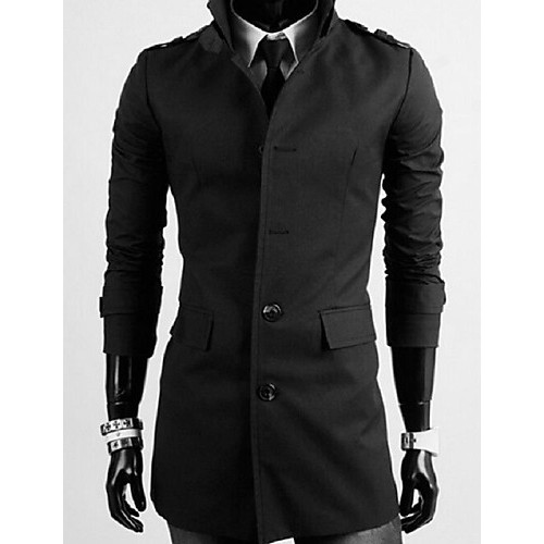 Men's Solid Casual / Work / Sport Trench...