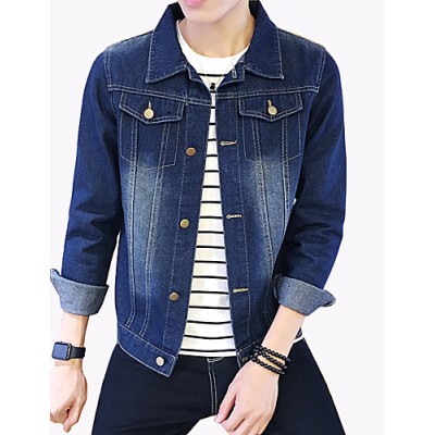 Men's Fashion Classical Solid Slim Fit Casual Long Sleeve Denim Jacket,Cotton/Print/Casual/Plus Size