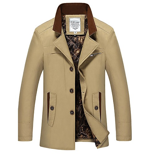 Men's Long Sleeve Long Trench coat , Cot...