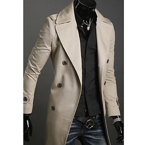 Men's Solid Casual Trench coat,Cotton Lo...