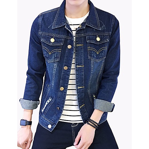 Men's Fashion Solid Broken Hole Slim Fit...