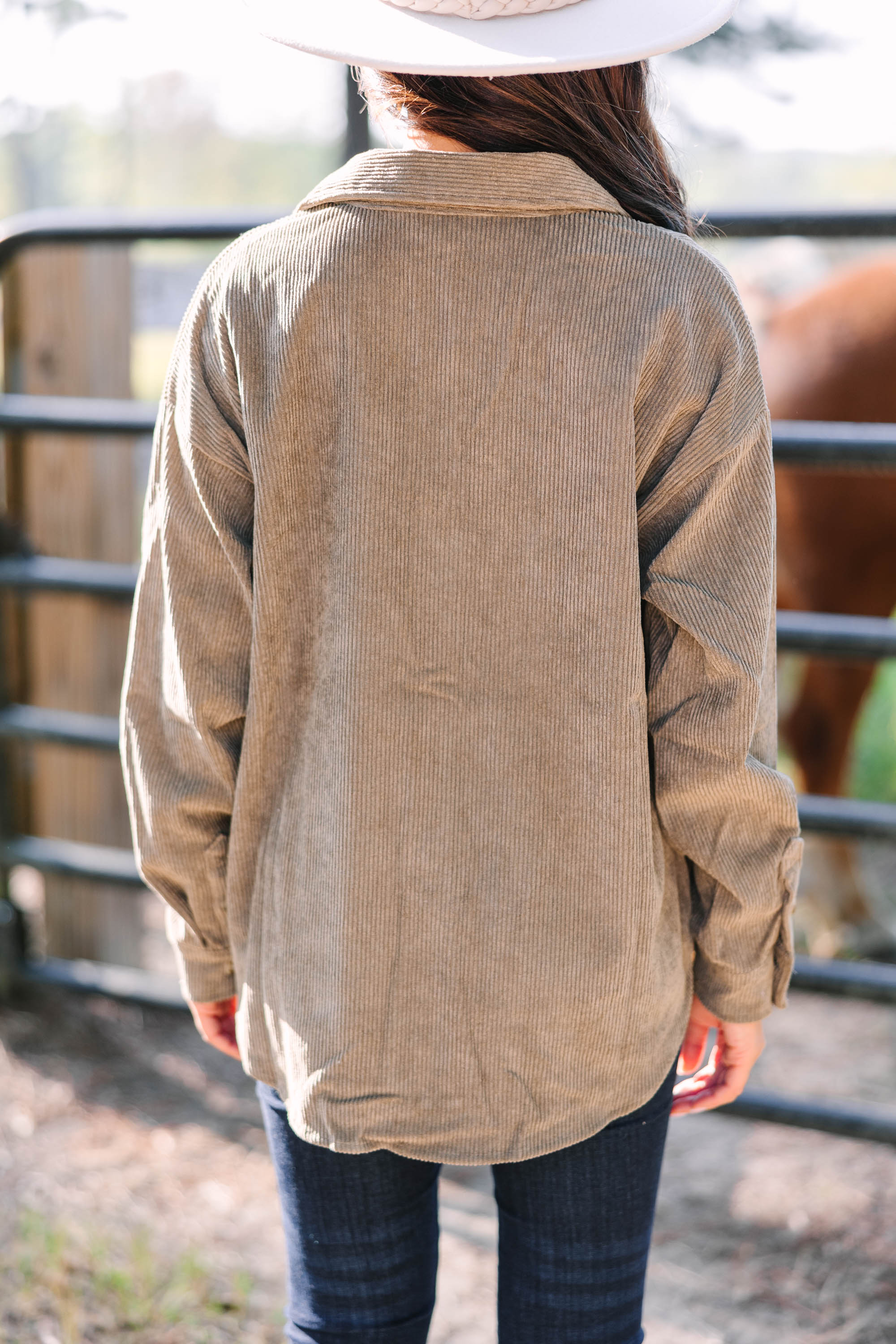 Feeling Your Best Olive Green Corduroy Shacket