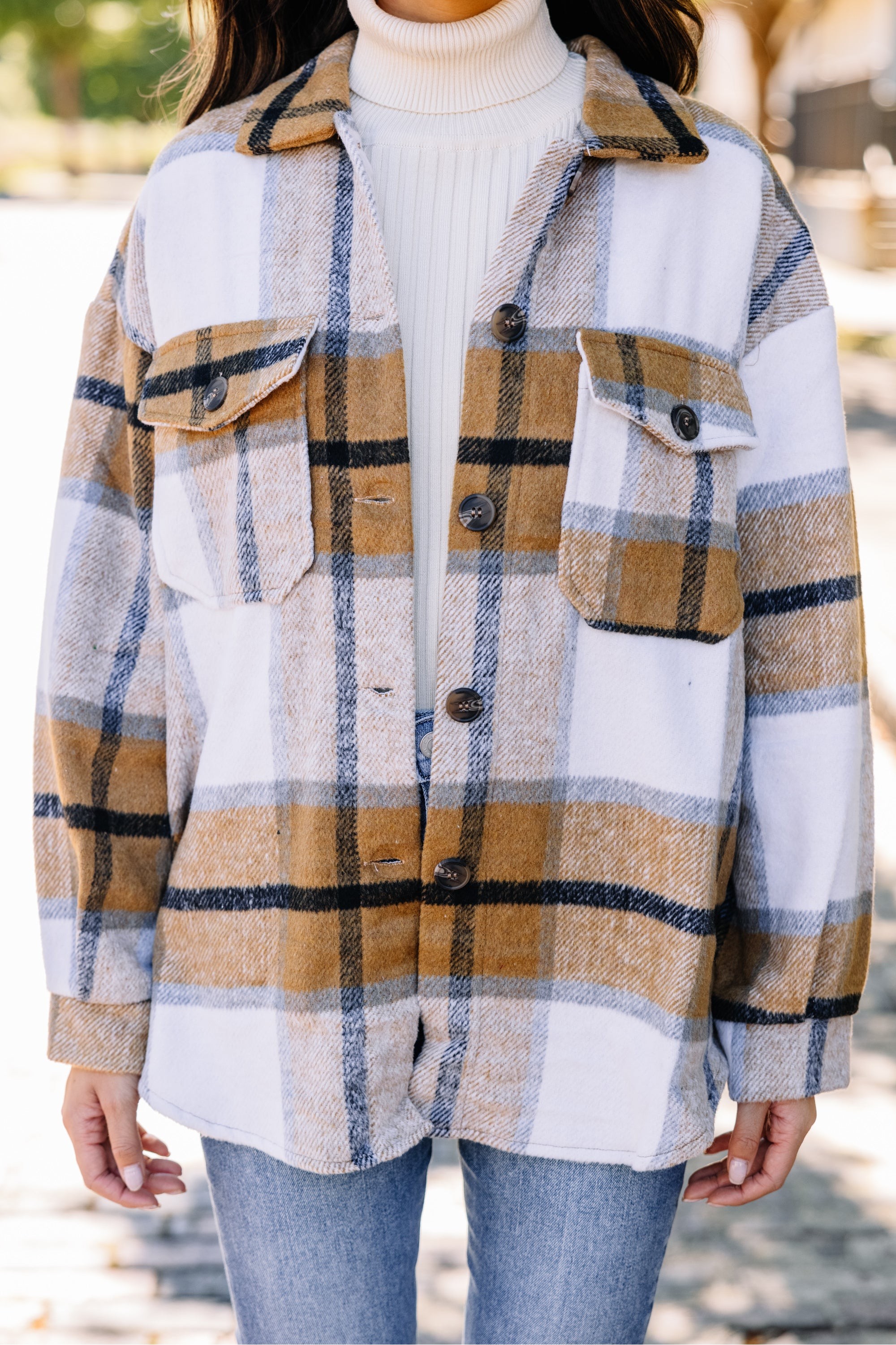 In This Case Brown Plaid Shacket