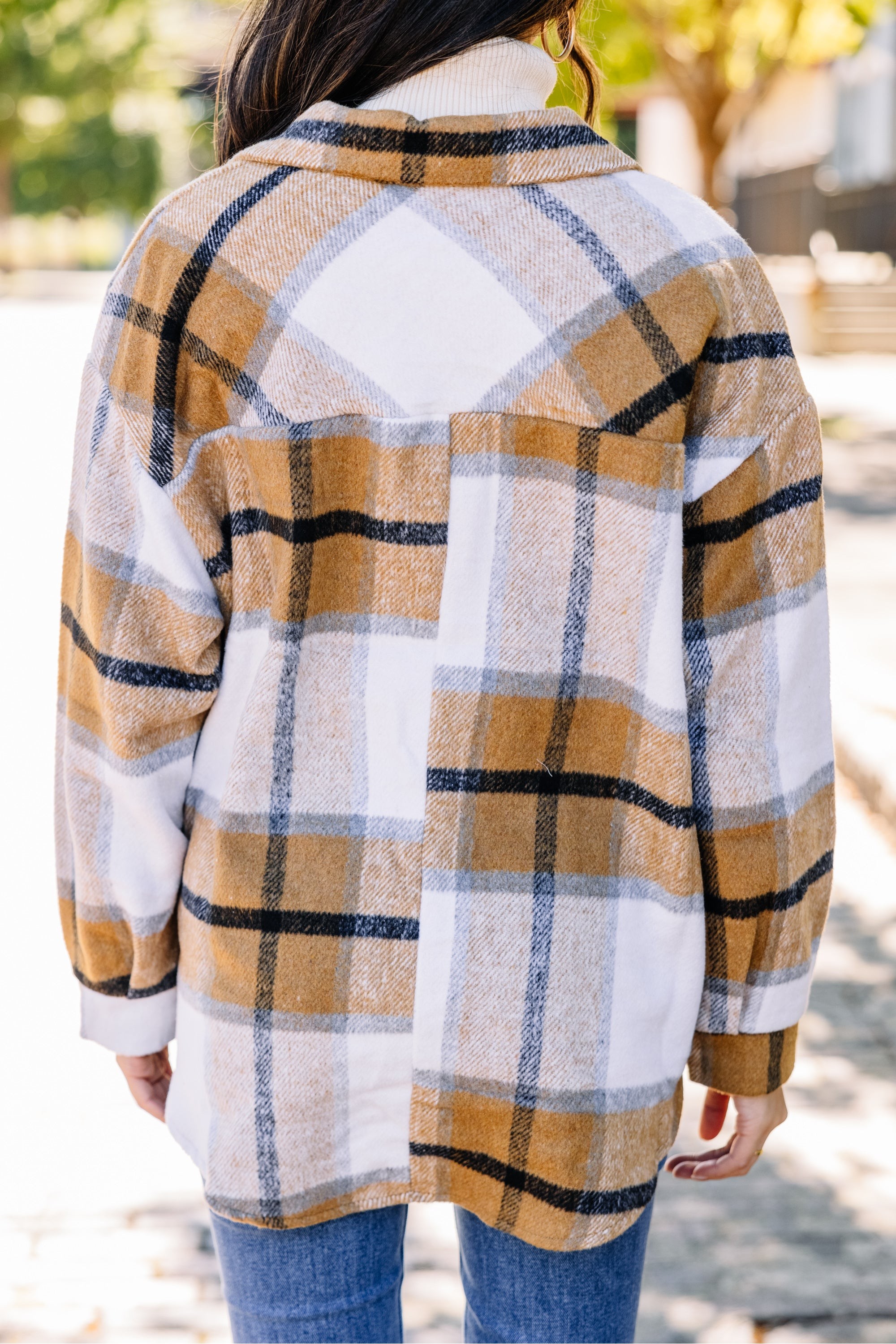 In This Case Brown Plaid Shacket