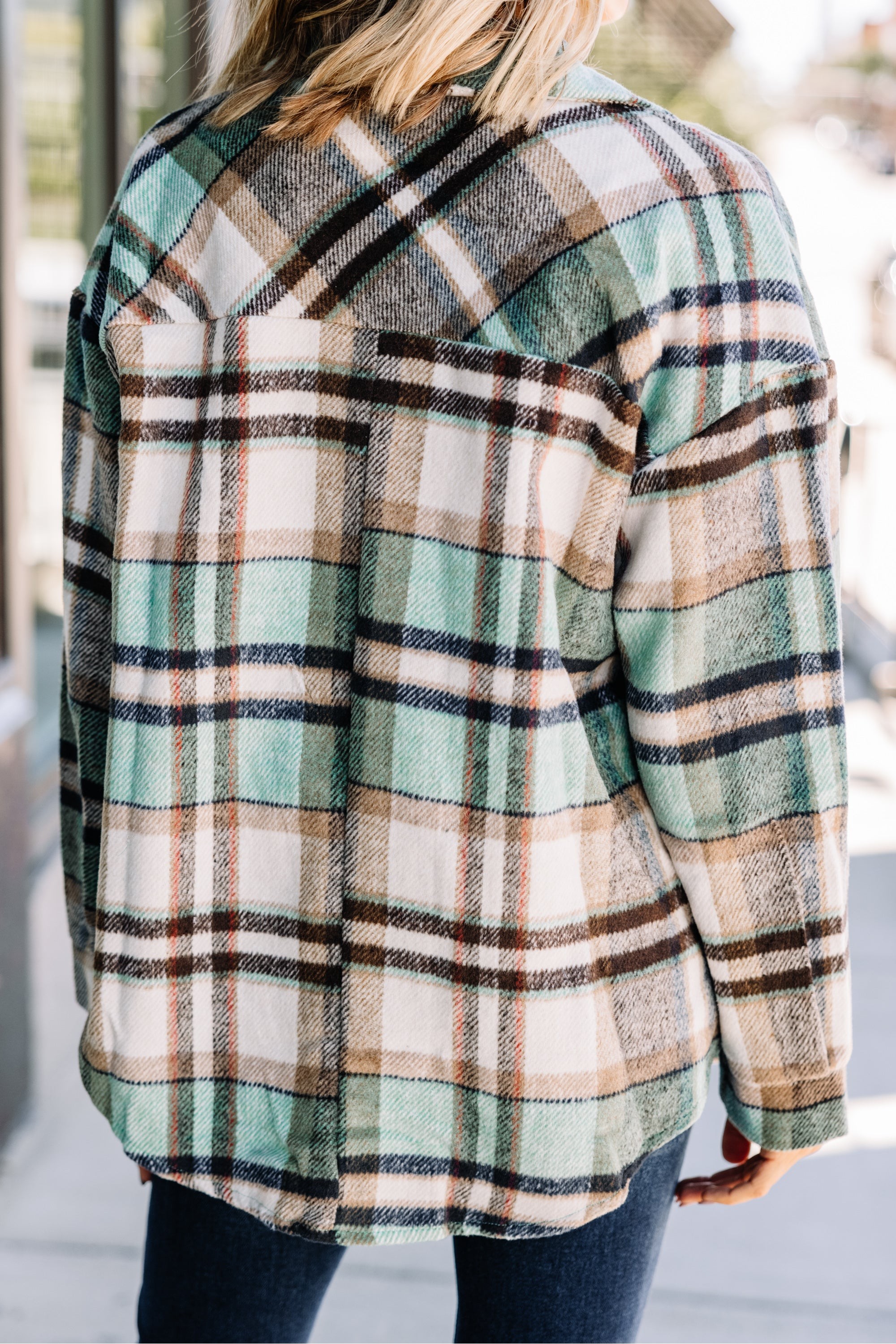 In This Case Green Plaid Shacket