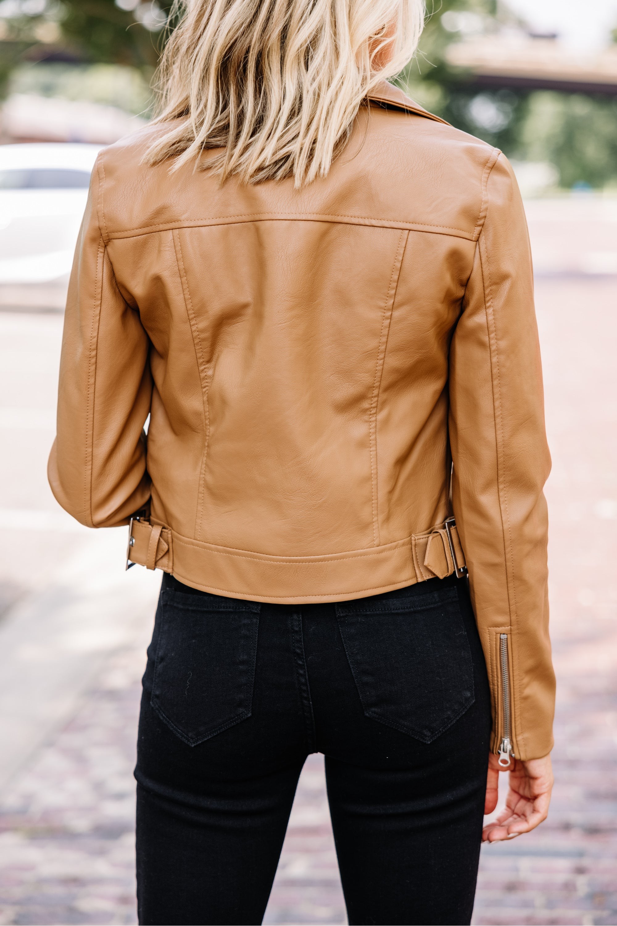 Middle Of Nowhere Camel Brown Vegan Leather Jacket