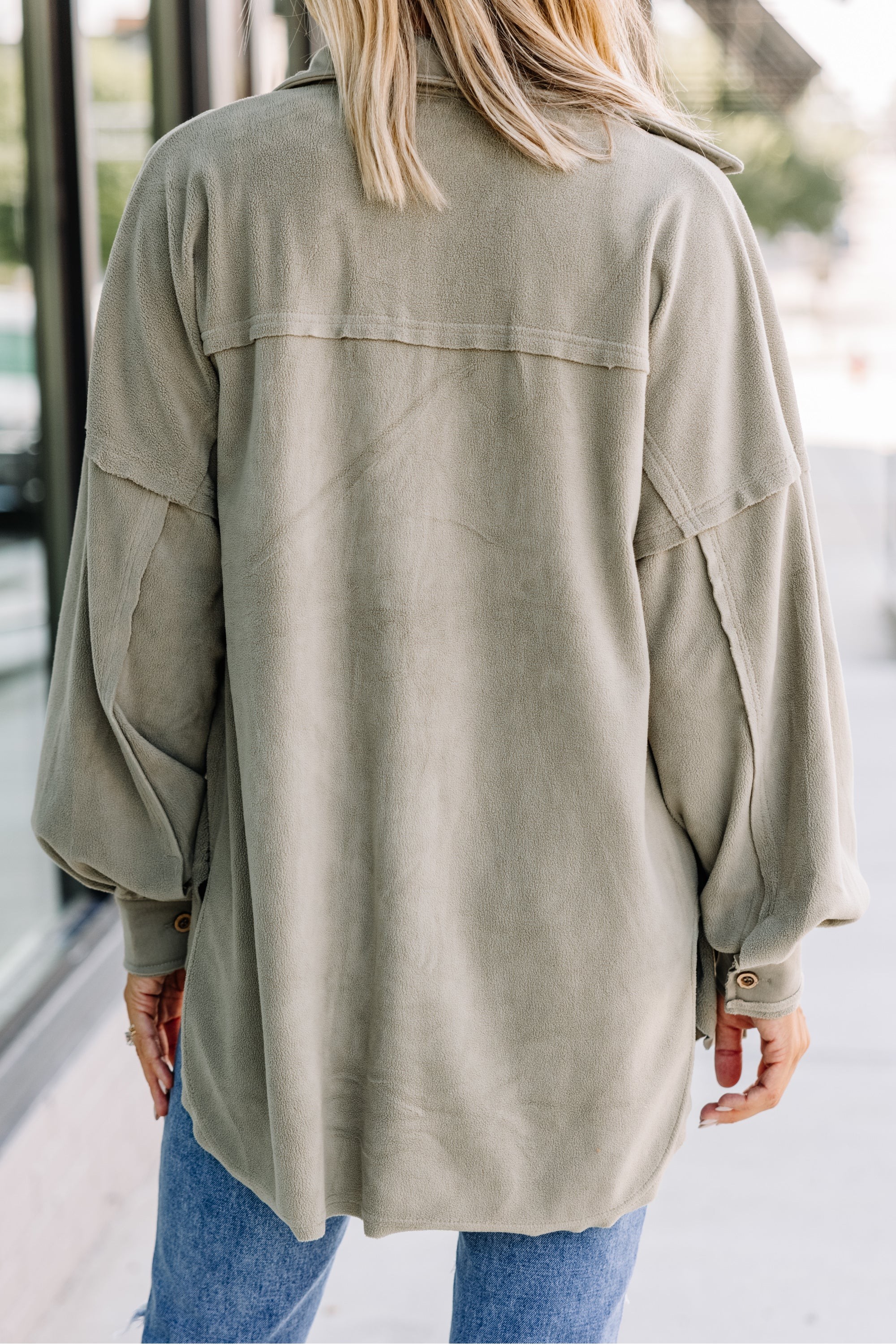 Easy Disposition Olive Green Fleece Shacket