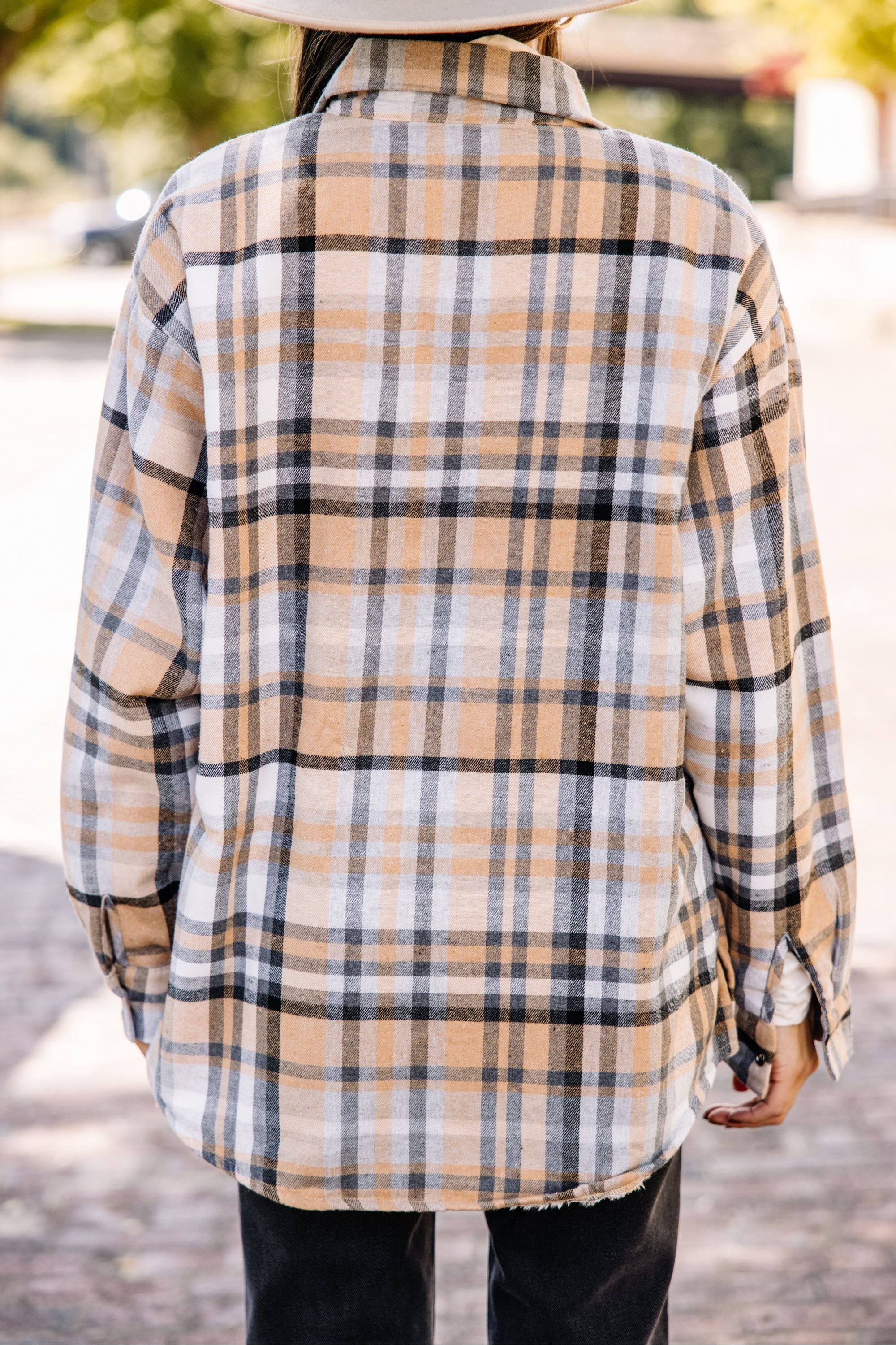 Living The Dream Taupe Brown Plaid Shacket