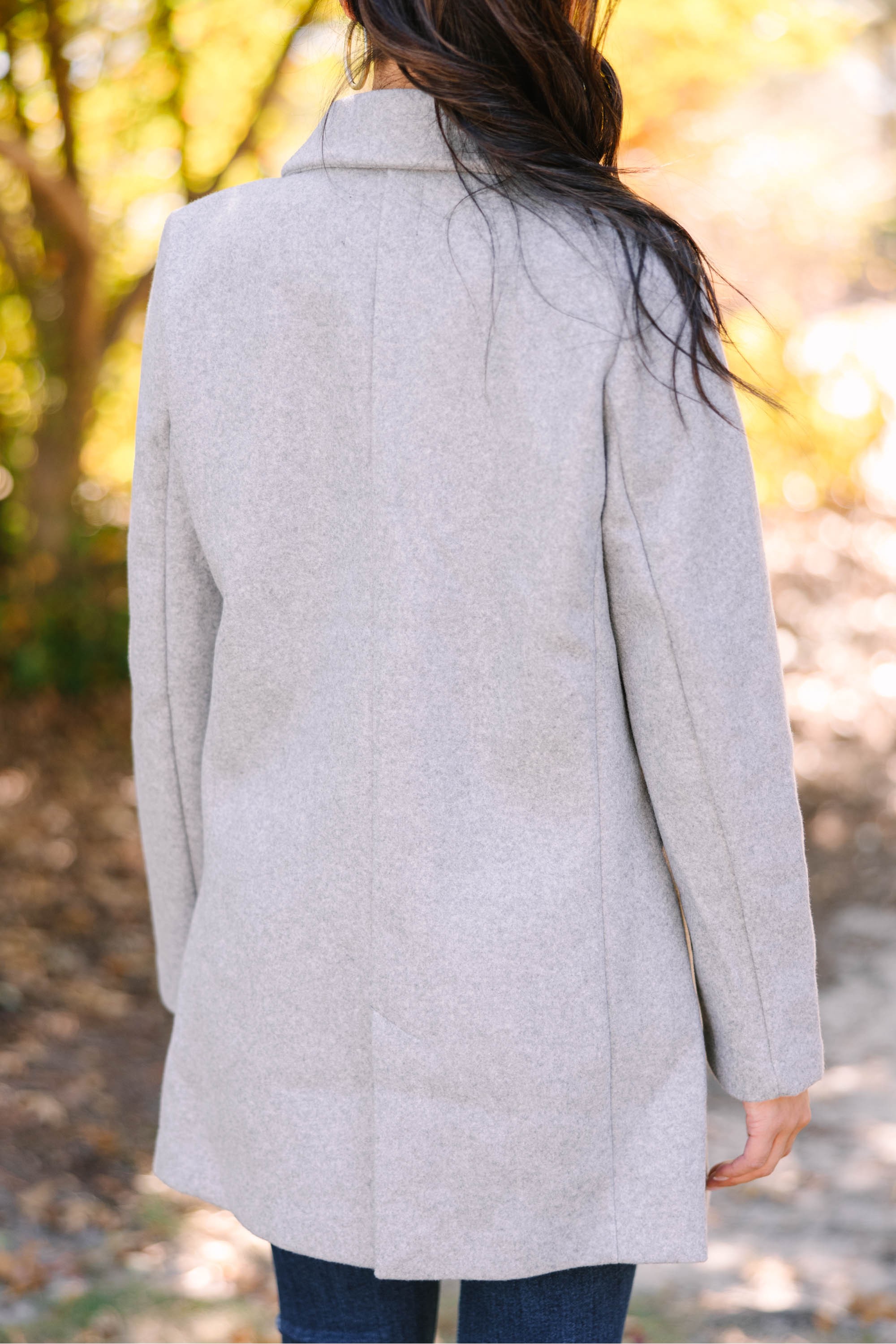 Looking Out Light Gray Fleece Coat