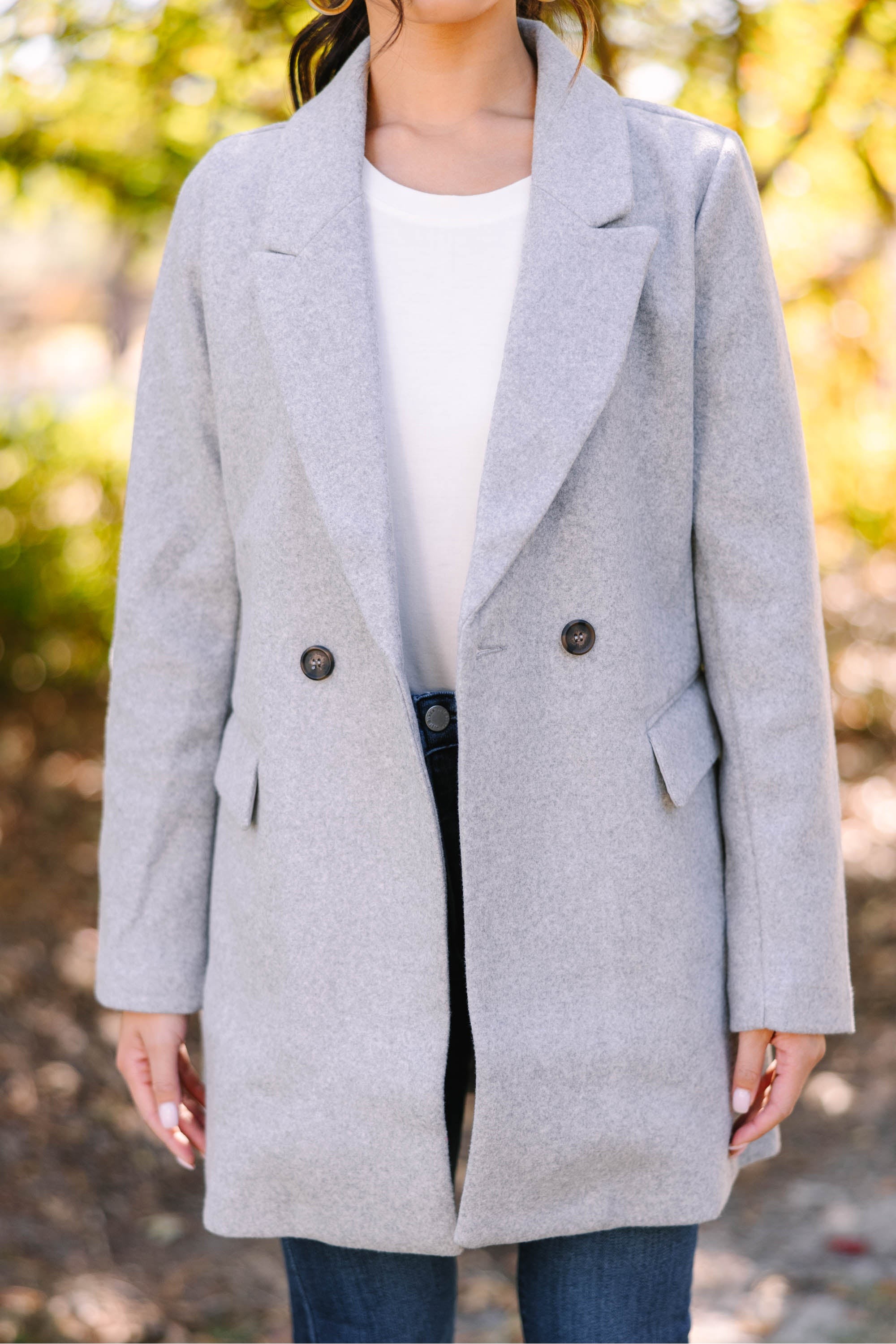 Looking Out Light Gray Fleece Coat