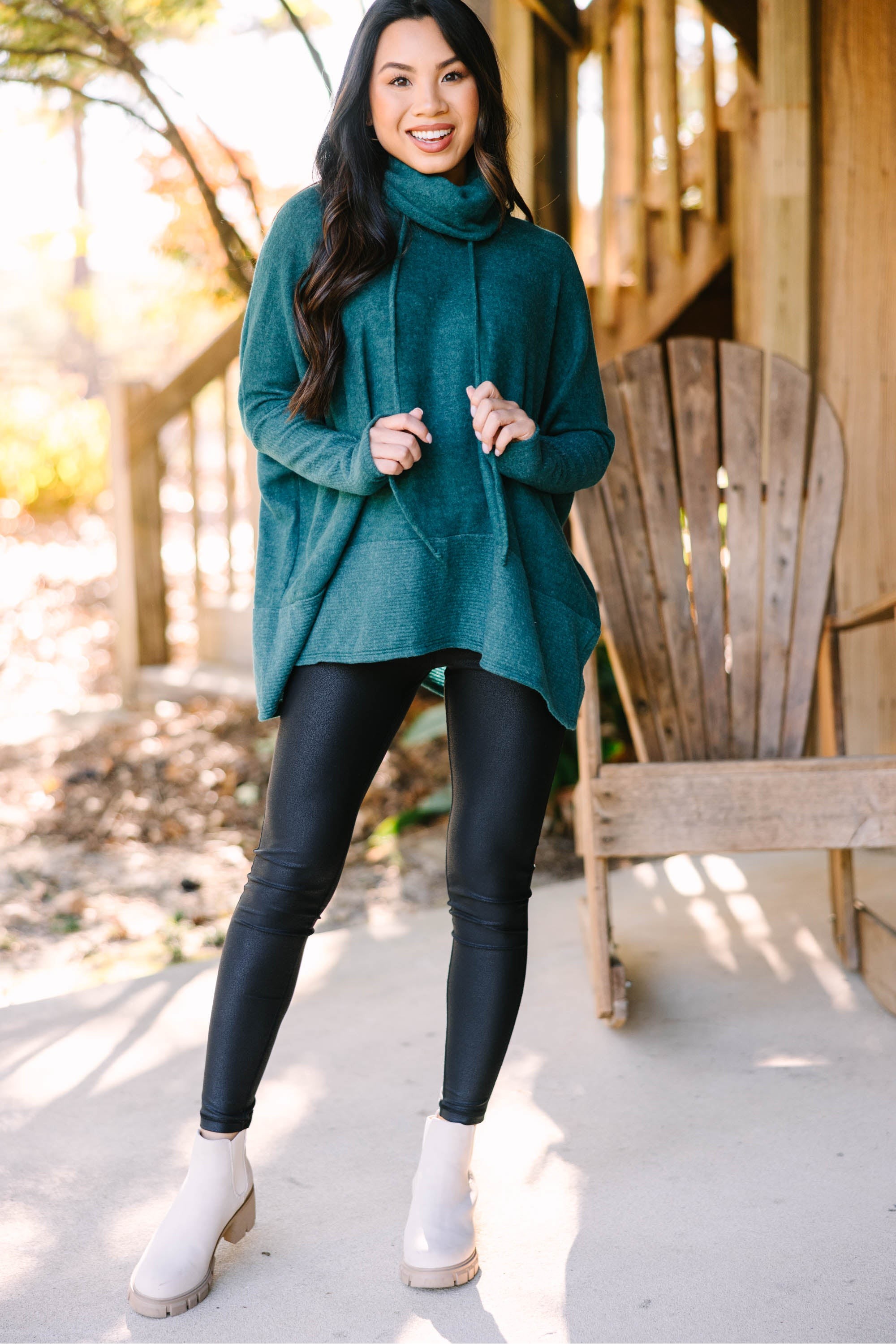 Realized Fun Hunter Green Turtleneck Tunic