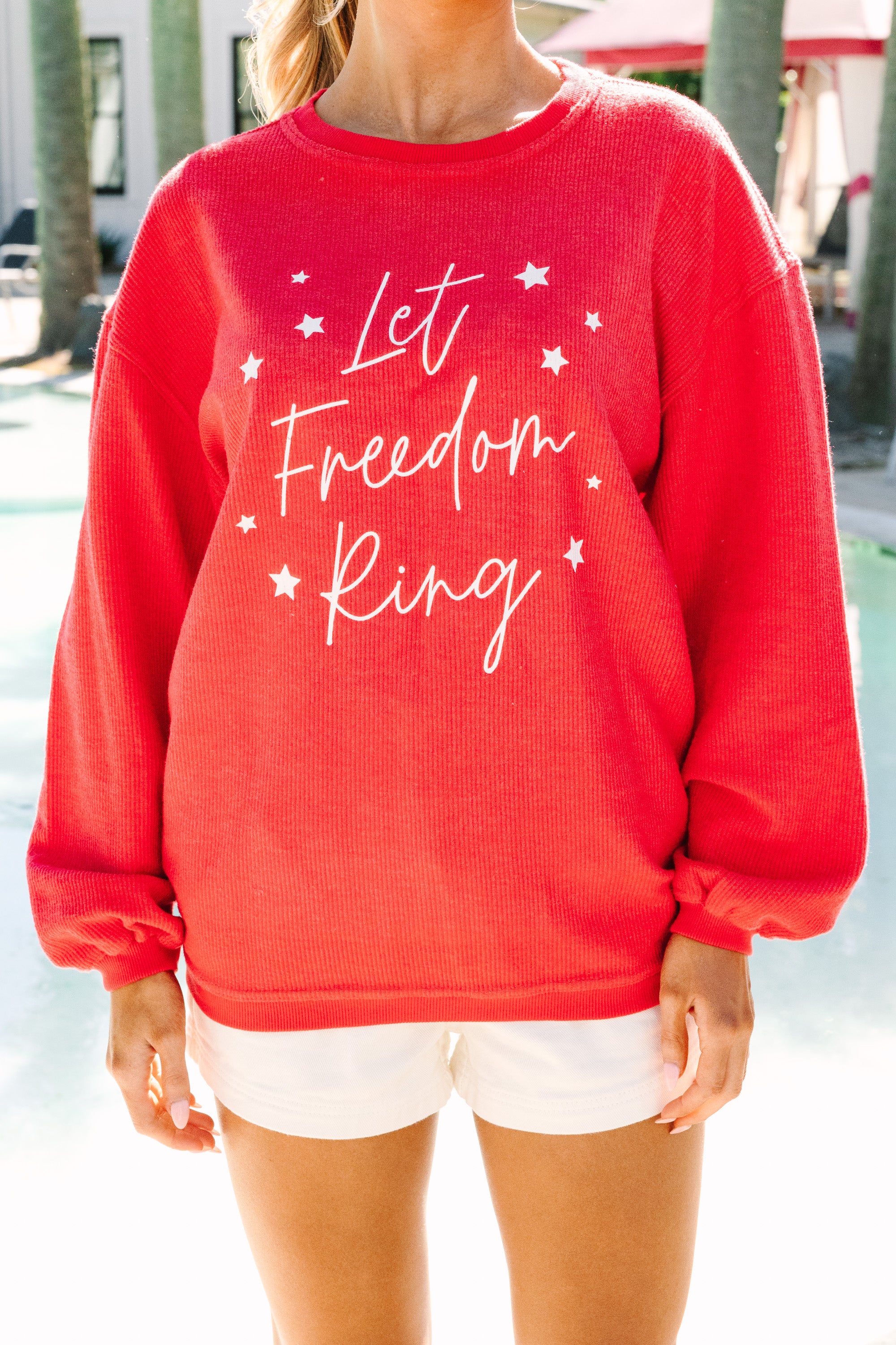 Let Freedom Ring Red Graphic Corded Sweatshirt