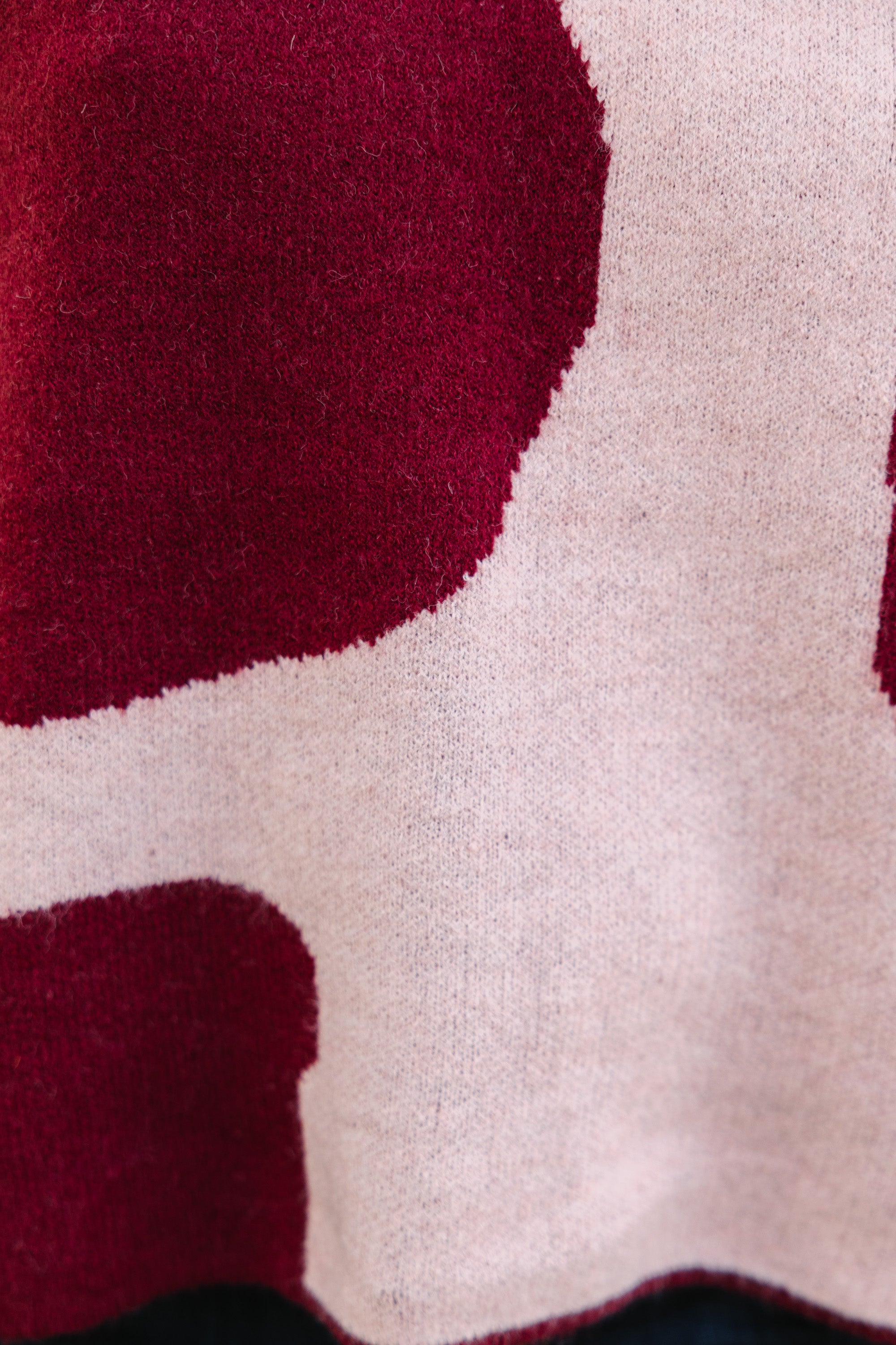Move On Over Burgundy Red Cow Print Sweater