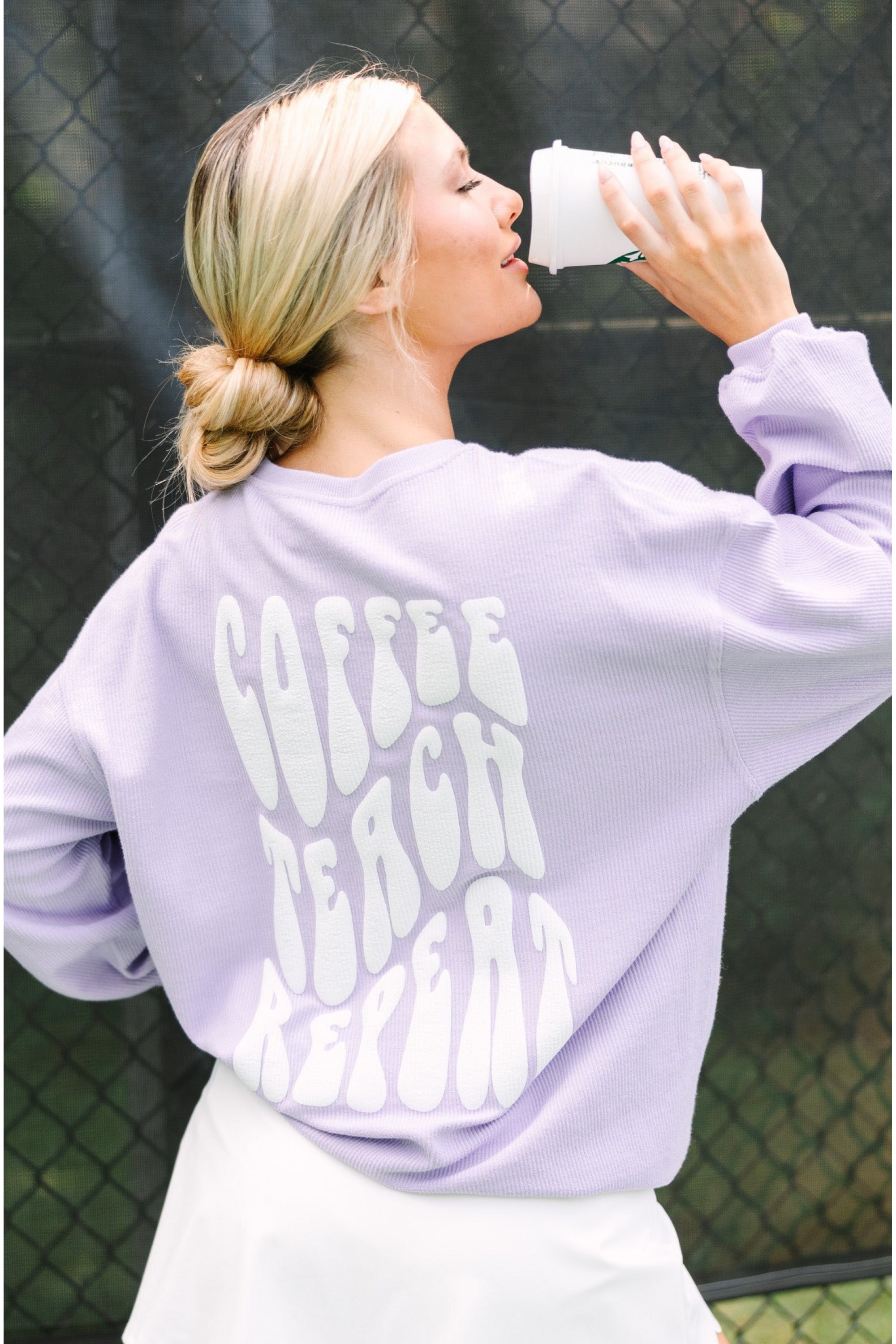 Coffee Teach Repeat Puff Vinyl Lilac Pur...