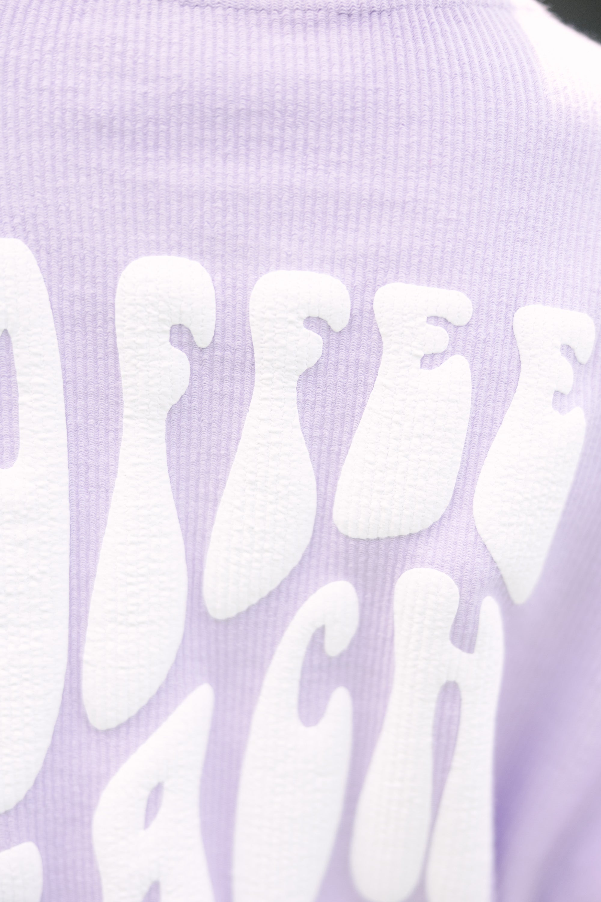 Coffee Teach Repeat Puff Vinyl Lilac Purple Graphic Corded Sweatshirt
