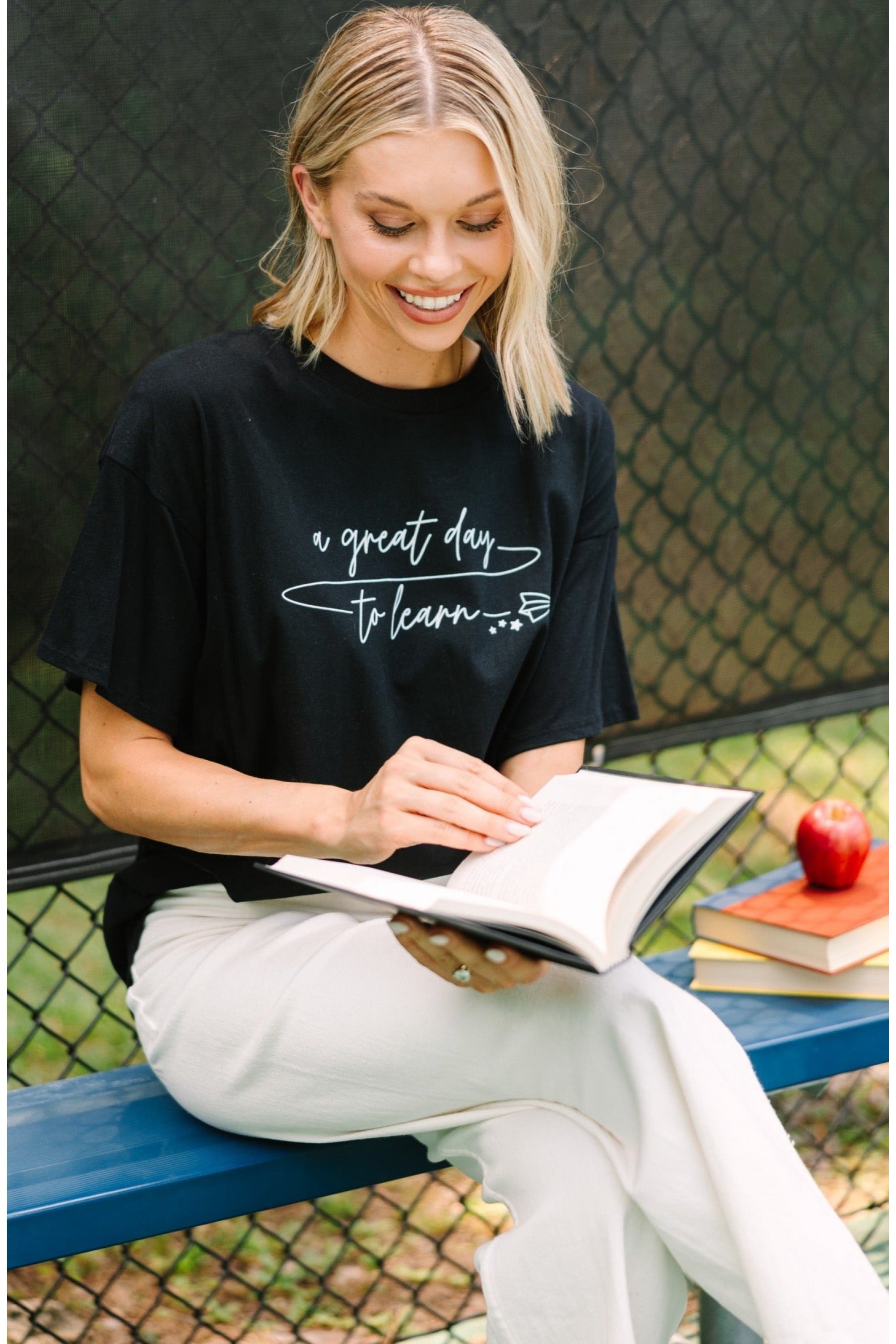 It's A Great Day To Learn Black Graphic Tee