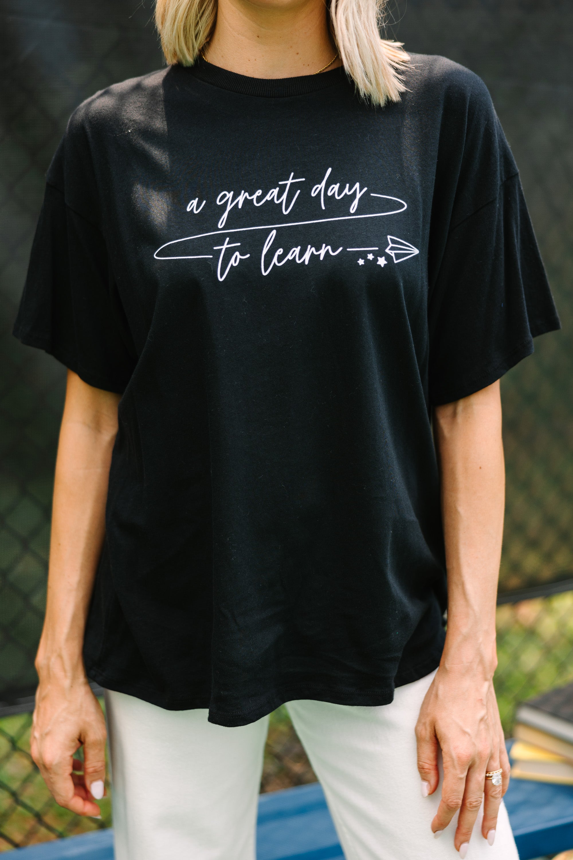 It's A Great Day To Learn Black Graphic Tee