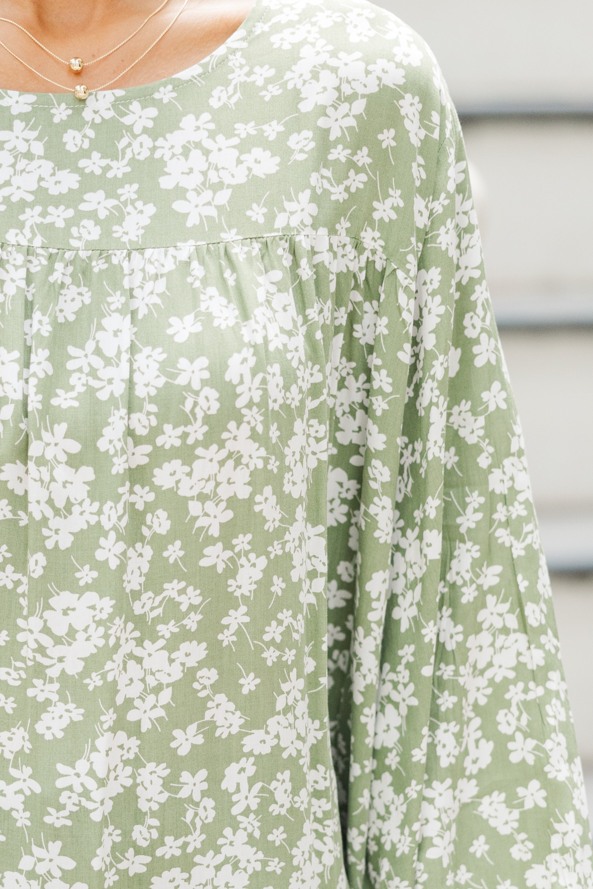 Feeling Blessed Olive Green Ditsy Floral Tunic