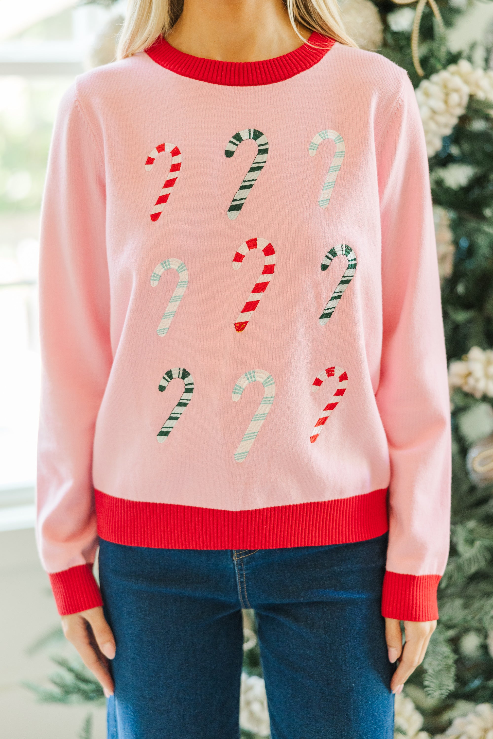 Sweet Days Pink Candy Cane Novelty Sweat...