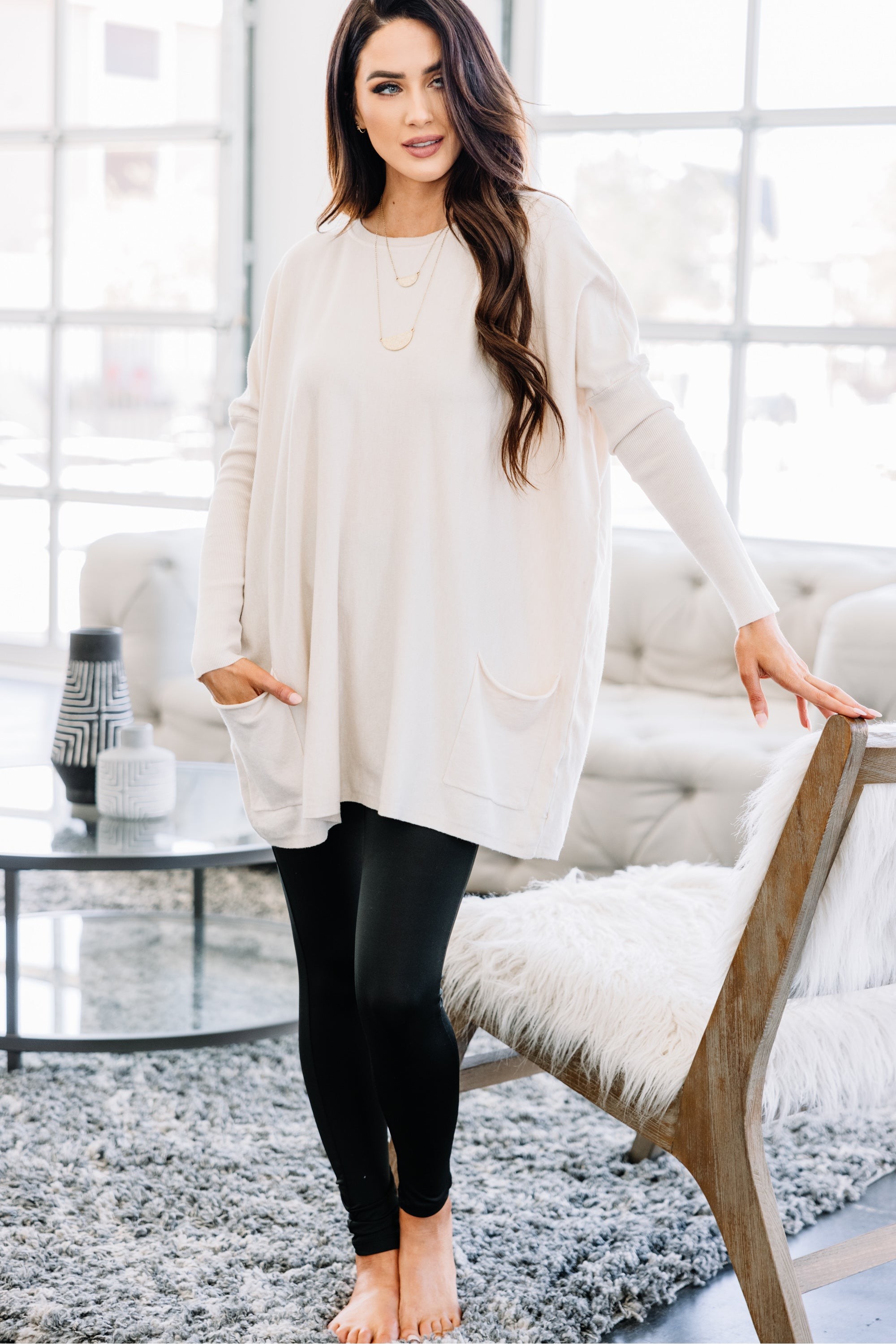 Loving My Life Oatmeal Pocket Tunic