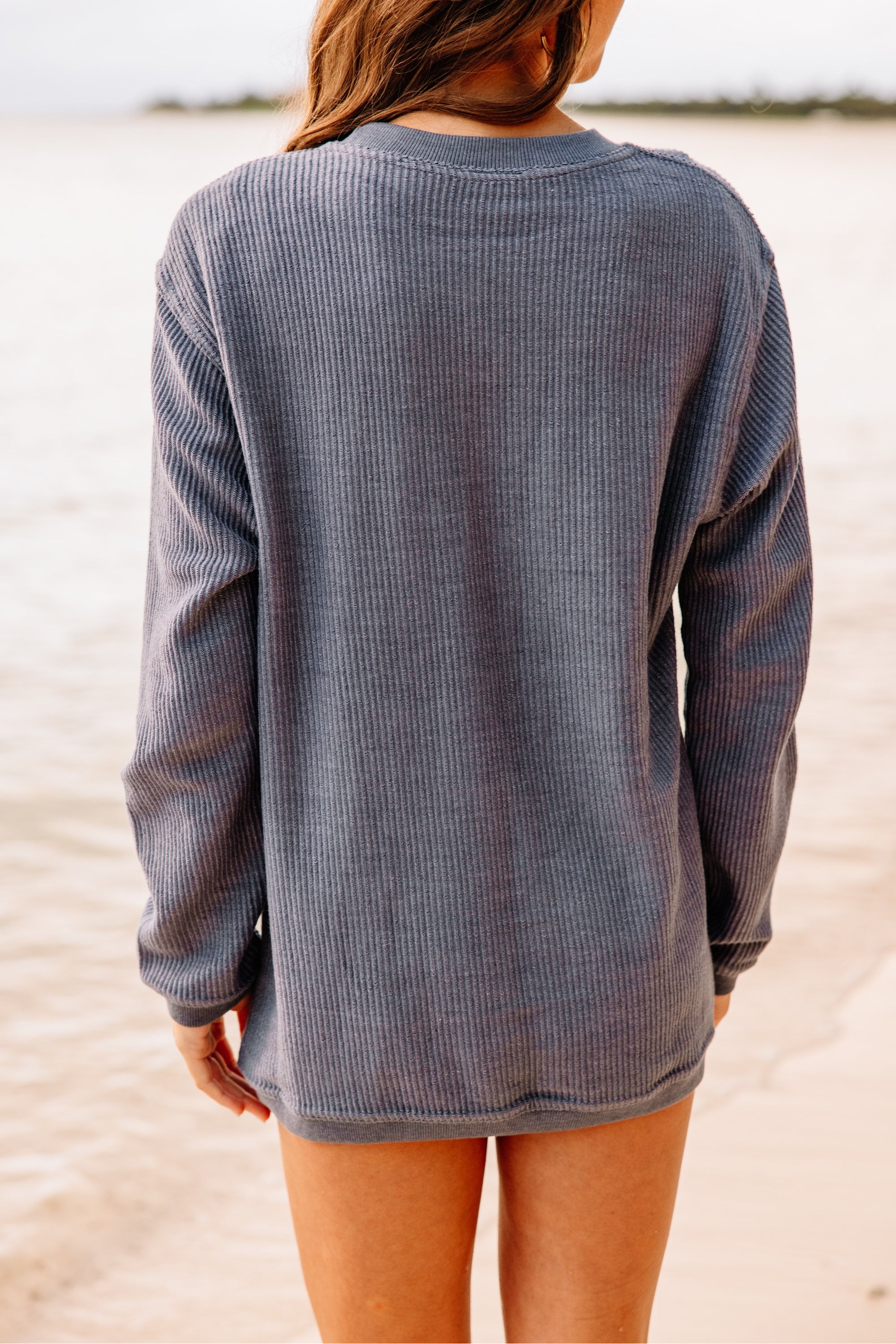 Red Wine and Blue Navy Blue Corded Graphic Sweatshirt