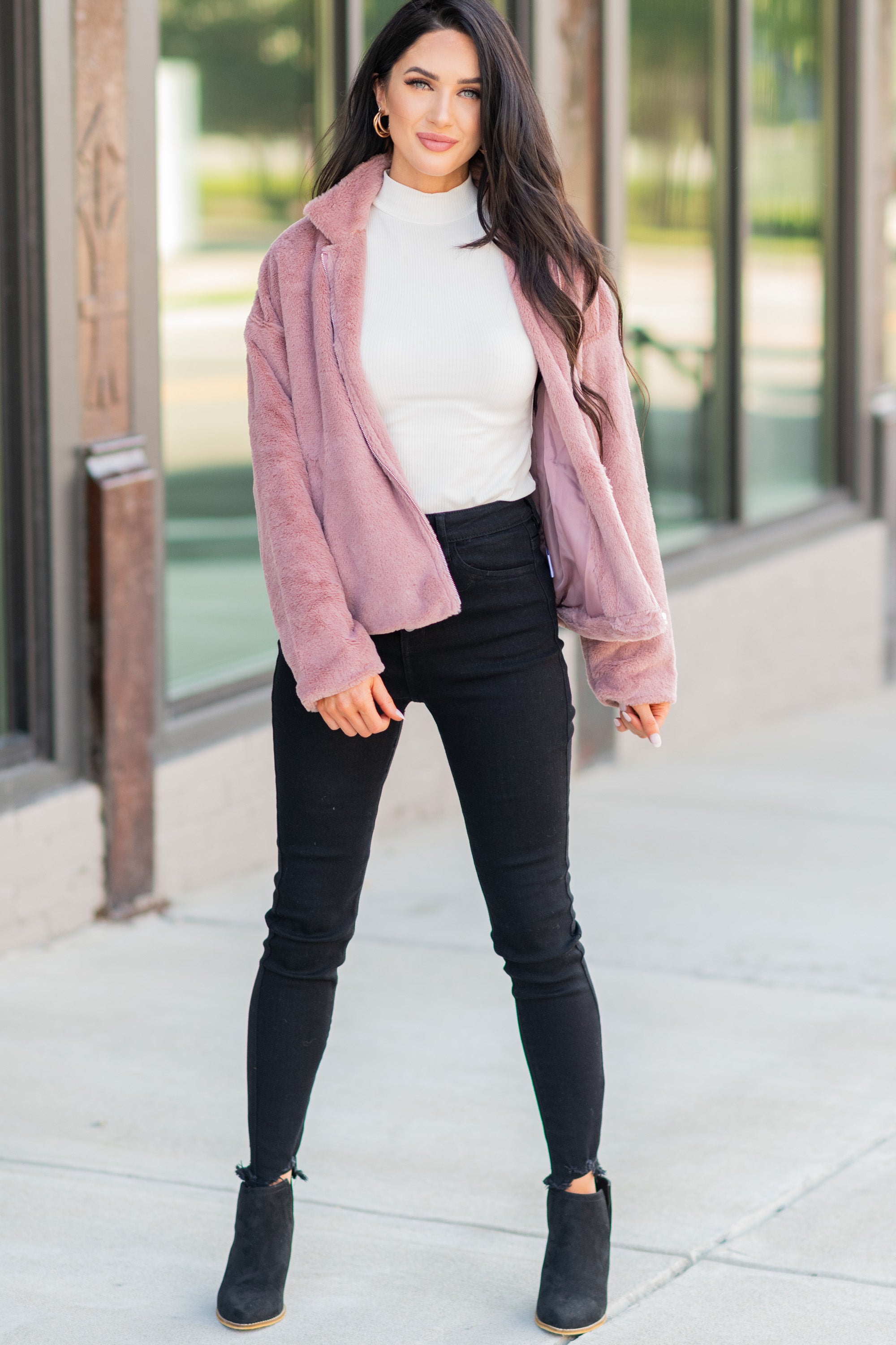 Just What You Need Mauve Pink Teddy Jacket
