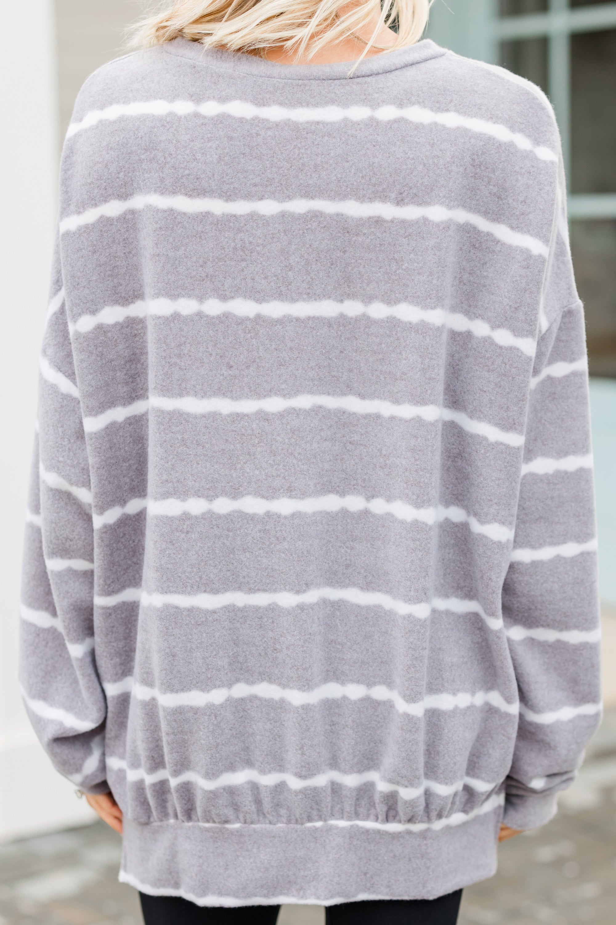 Give you A Chance Gray Striped Pullover