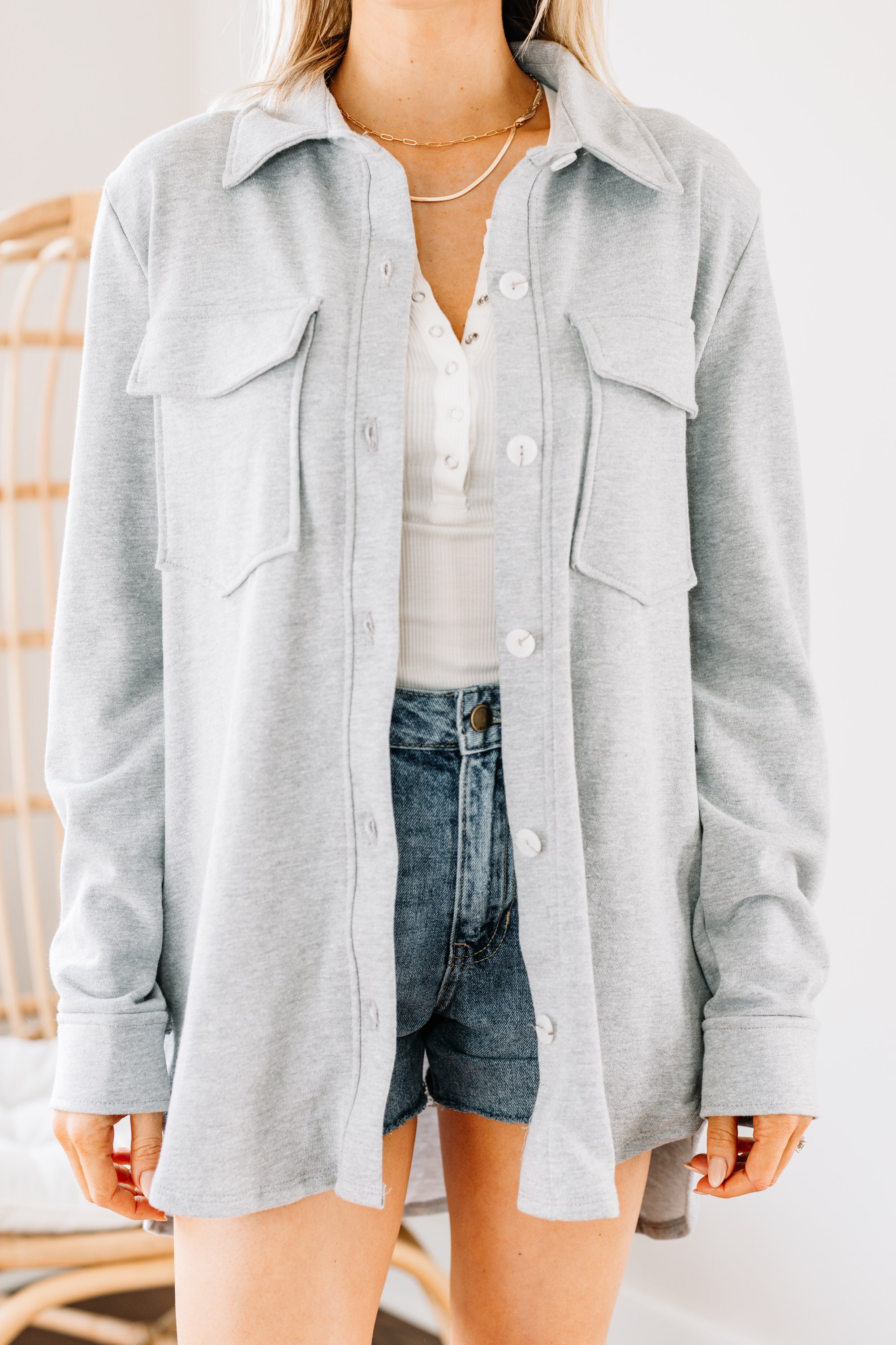 Everywhere You Go Charcoal Gray Shacket