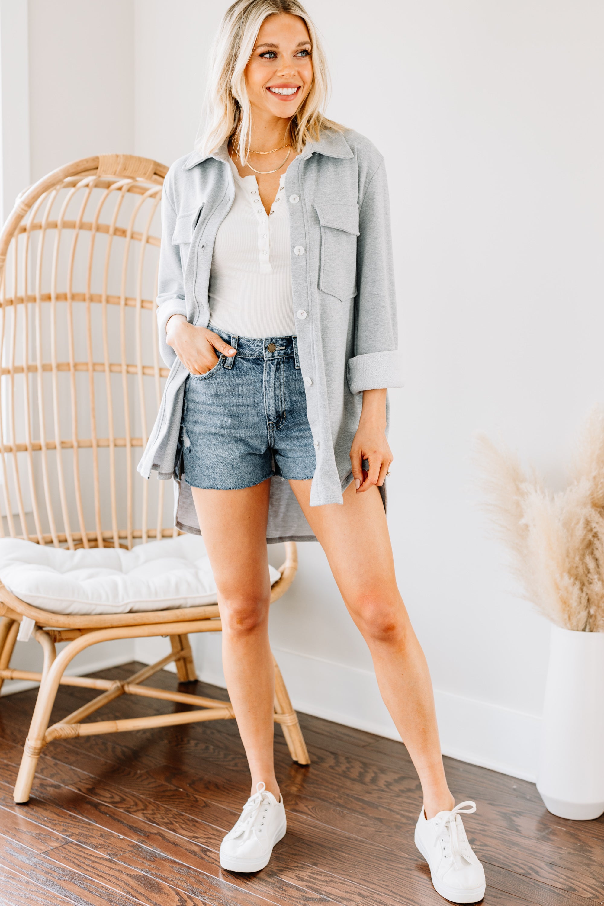 Everywhere You Go Charcoal Gray Shacket