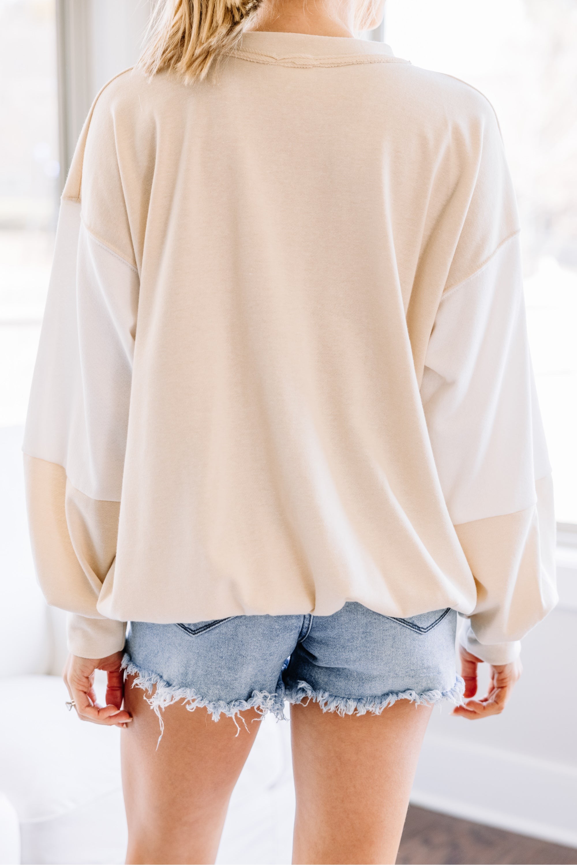 In Your Sights Off White Henley Pullover